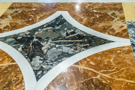 Antique marble floor with inlays in a churchの写真素材