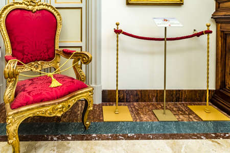 CASTEL GANDOLFO (ROME), ITALY - JANUARY 3, 2019: lights are enlightening seat in room of The Papal Palace of Castel Gandolfoのeditorial素材