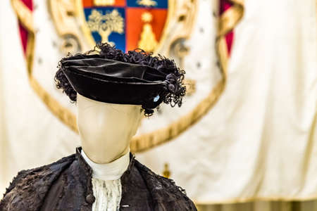 CASTEL GANDOLFO (ROME), ITALY - JANUARY 3, 2019: lights are enlightening mannequins in historical uniform in room of The Papal Palace of Castel Gandolfoのeditorial素材