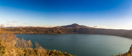 view of blue waters of  Italian lakeの写真素材