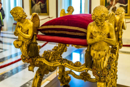 CASTEL GANDOLFO (ROME), ITALY - JANUARY 3, 2019: lights are enlightening seat in room of The Papal Palace of Castel Gandolfoのeditorial素材