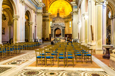ROME, ITALY - JANUARY 4, 2019: light is enlightening interiors of basilica of Saint Alexis and Saint...