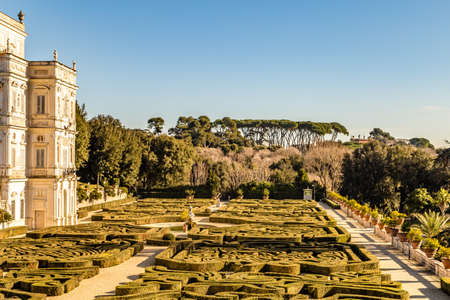 ROME, ITALY - JANUARY 5, 2019: sun light is enlightening secret garden of Villa Doria Pamphili in the largest park of Romeのeditorial素材