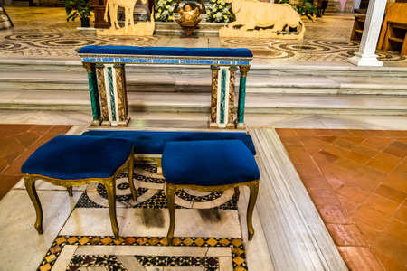 ROME, ITALY - JANUARY 4, 2019: light is enlightening interiors of basilica of Saint Alexis and Saint Boniface in Aventine Districtのeditorial素材