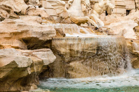 ROME, ITALY - JANUARY 4, 2019: crystal clear waters flowing from sculptures of Trevi Fountain, the most beautiful fountain in Romeのeditorial素材