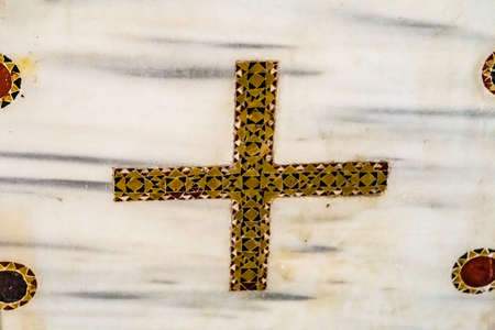 ROME, ITALY - JANUARY 4, 2019: light is enlightening Cross in Basilica of Saint Alexis and Saint Boniface in Aventine Districtのeditorial素材