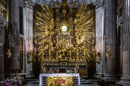 ROME, ITALY - JANUARY 5, 2019: light is enlightening interiors of Basilica of Saint Mary in Portico in Campitelliのeditorial素材
