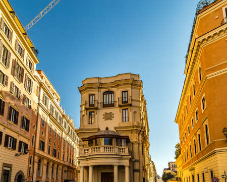 typical ancient buildings in fascinating street of Romeの写真素材