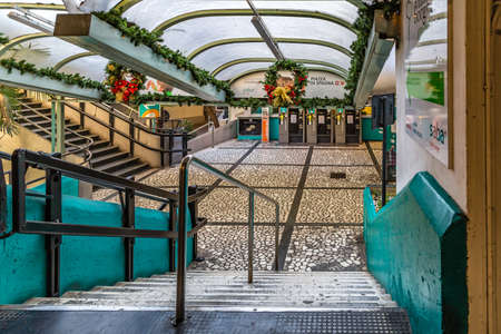 ROME, ITALY - JANUARY 6, 2019: light is enlightening 
entrance to the underground stop of PIAZZA DI SPAGNAのeditorial素材