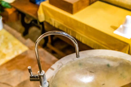 ROME, ITALY - JANUARY 5, 2019: light is enlightening interiors of the Basilica of Santa Maria in Via dedicated to Our Lady of the Well and called Little Lourdes  because of miraculous water from wellのeditorial素材