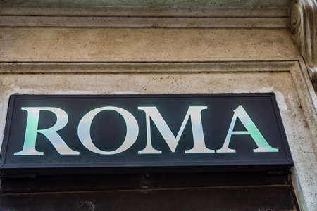 ROME, ITALY - JANUARY 5, 2019: light is enlightening Roma signboardのeditorial素材