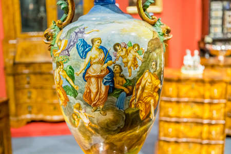 MODENA, ITALY â FEBRUARY 15, 2019: Priceless  artworks offered for sale by antique dealers during Modenantiquaria the most visited high quality antiques fair in Italyのeditorial素材