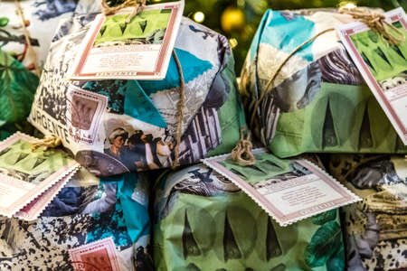 BOLOGNA, ITALY - DECEMBER 16, 2018: VINCENTE is selling Italian PANETTONE at FICO Eataly World, the largest gourmet agri-food park in the worldのeditorial素材