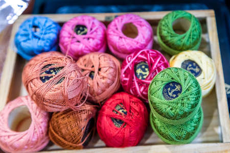 CESENA, ITALY - JANUARY 20, 2019: lights are enlightening balls of cotton for sale in Antiques Fairのeditorial素材