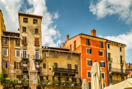 colorful ancient buildings of Veronaの写真素材