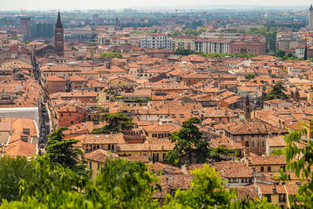 Amazing panorama of the ancient buildings of Veronaの写真素材
