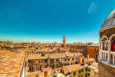 Breathtaking view of the roofs of cityscape of Veniceの写真素材