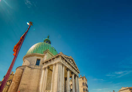VENEZIA, ITALY â MAY 31, 2019: sunlight is enlightening the dome of The church of San Simeon Piccolo in Veniceのeditorial素材