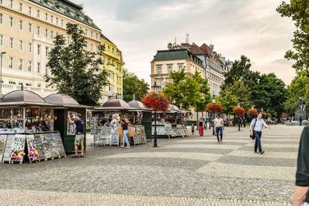 BRATISLAVA, SLOVAKIA - AUGUST 26, 2019:  tourists visiting Hviezdoslavovo namestie in  Bratislava, capital of Slovakiaのeditorial素材