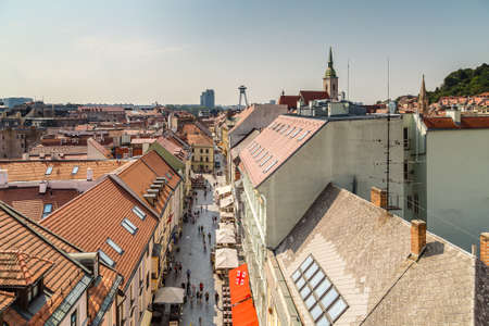 BRATISLAVA, SLOVAKIA - AUGUST 27, 2019: tourists visiting Bratislava, capital city of Slovakiaのeditorial素材