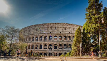 ROME, ITALY - OCTOBER 18, 2019: tourists are visiting the Colosseum in Romeのeditorial素材