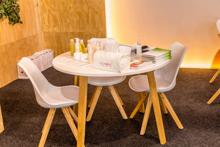 BOLOGNA (BO), ITALY - MARCH 18, 2019: light is enlightening equipment at COSMOPROF, trade show of...
