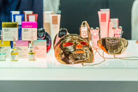 BOLOGNA (BO), ITALY - MARCH 18, 2019: light is enlightening equipment at COSMOPROF, trade show of the beauty industryのeditorial素材