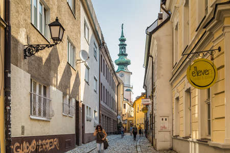 BRATISLAVA, SLOVAKIA - AUGUST 28, 2019: tourists visiting Bratislava, capital city of Slovakiaのeditorial素材