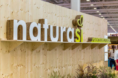 BOLOGNA (BO), ITALY - SEPTEMBER 6, 2019: light is enlightening NATURASI logo at SANA 2019, 31st international exhibition
of organic and natural productsのeditorial素材