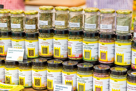 BOLOGNA (BO), ITALY - SEPTEMBER 6, 2019: lights are enlightening products at SANA 2019, 31st international exhibition
of organic and natural productsのeditorial素材