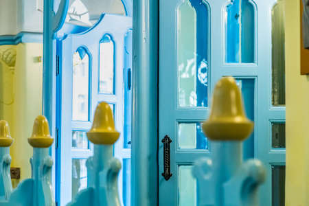 BRATISLAVA, SLOVAKIA - AUGUST 28, 2019: sunlight is enlightening Blue Church, Art Noveau building in Bratislava, capital city of Slovakiaのeditorial素材