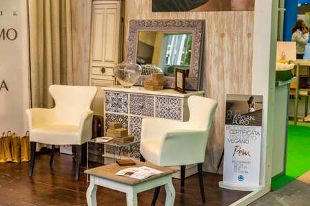 BOLOGNA (BO), ITALY - SEPTEMBER 6, 2019: lights are enlightening products at SANA 2019, 31st international exhibitionof organic and natural productsのeditorial素材