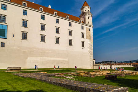 BRATISLAVA, SLOVAKIA - AUGUST 28, 2019: tourists visiting Bratislava, capital city of Slovakiaのeditorial素材