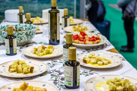 BOLOGNA (BO), ITALY - SEPTEMBER 6, 2019: lights are enlightening products at SANA 2019, 31st international exhibition
of organic and natural productsのeditorial素材