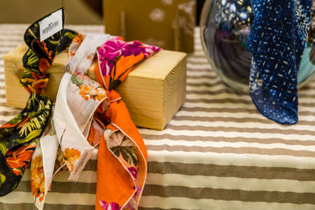 BOLOGNA (BO), ITALY - SEPTEMBER 6, 2019: lights are enlightening MATERNATURA products at SANA 2019, 31st international exhibitionof organic and natural productsのeditorial素材