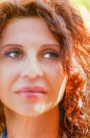 closeup of handsome mature womanのeditorial素材