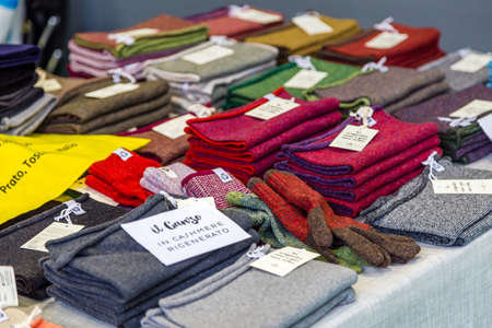 BOLOGNA (BO), ITALY - SEPTEMBER 6, 2019: lights are enlightening products at SANA 2019, 31st international exhibitionof organic and natural productsのeditorial素材