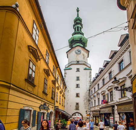 BRATISLAVA, SLOVAKIA - AUGUST 28, 2019: tourists visiting Bratislava, capital city of Slovakiaのeditorial素材