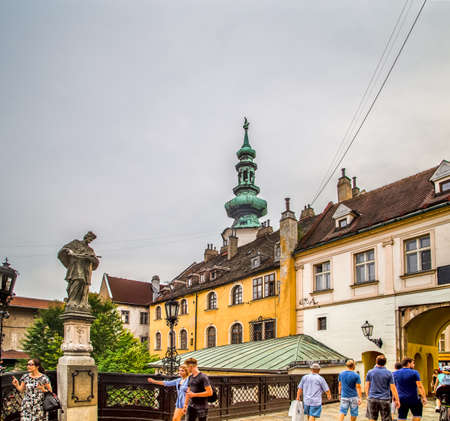 BRATISLAVA, SLOVAKIA - AUGUST 28, 2019: tourists visiting Bratislava, capital city of Slovakiaのeditorial素材