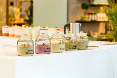 BOLOGNA (BO), ITALY - SEPTEMBER 6, 2019: light is enlightening products at SANA 2019, 31st international exhibition
of organic and natural productsのeditorial素材