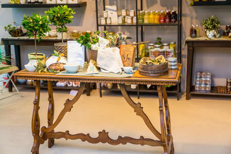 BOLOGNA (BO), ITALY - SEPTEMBER 6, 2019: lights are enlightening products at SANA 2019, 31st international exhibition
of organic and natural productsのeditorial素材