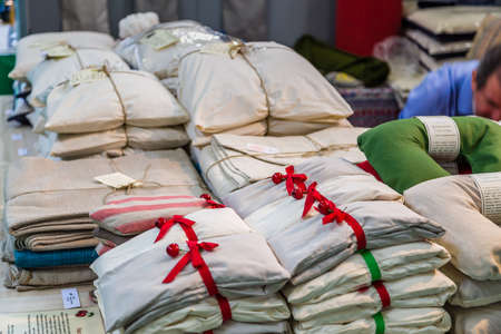 BOLOGNA (BO), ITALY - SEPTEMBER 6, 2019: lights are enlightening products at SANA 2019, 31st international exhibition
of organic and natural productsのeditorial素材