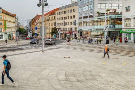 BRATISLAVA, SLOVAKIA - AUGUST 28, 2019: tourists visiting Bratislava, capital city of Slovakiaのeditorial素材