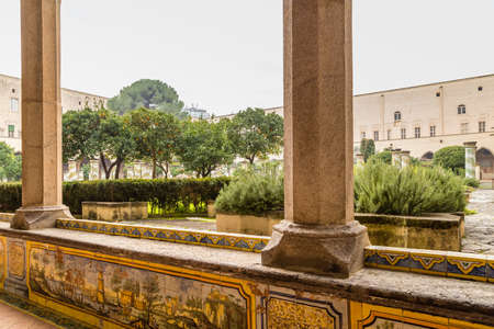 sunlight is enlightening the monumental complex of Santa Chiaraの写真素材