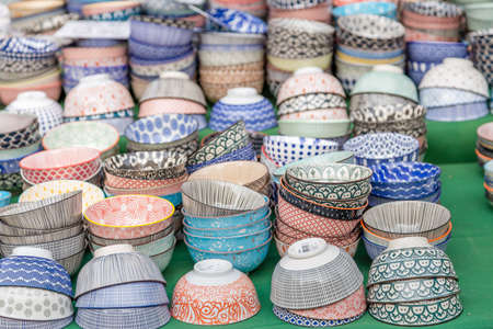 light is enlightening colorful cups for sale in Naples, Italyの写真素材