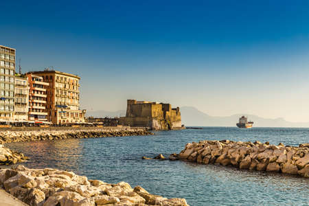 NAPLES, ITALY - JANUARY 2, 2020: 
people visiting Castel dell'Ovo in Naples, Italyのeditorial素材