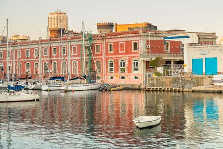 NAPLES, ITALY - JANUARY 1, 2020: 
sailboats moored in marina in the Gulf of Naples, Italyのeditorial素材