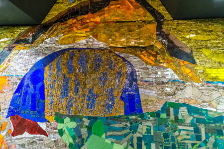 NAPLES, ITALY - JANUARY 3, 2020: light is enlightening mosaics of Vanvitelli subway station of Naples, Italyのeditorial素材