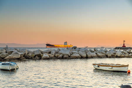 NAPLES, ITALY - JANUARY 2, 2020: 
Hapag-Lloyd vessel is passing in the Gulf of Naples, Italyのeditorial素材
