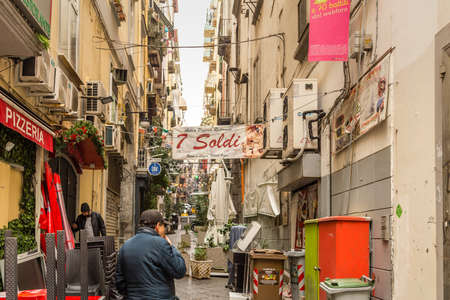 NAPLES, ITALY - JANUARY 4, 2020: tourists visiting Spanish Quartersのeditorial素材